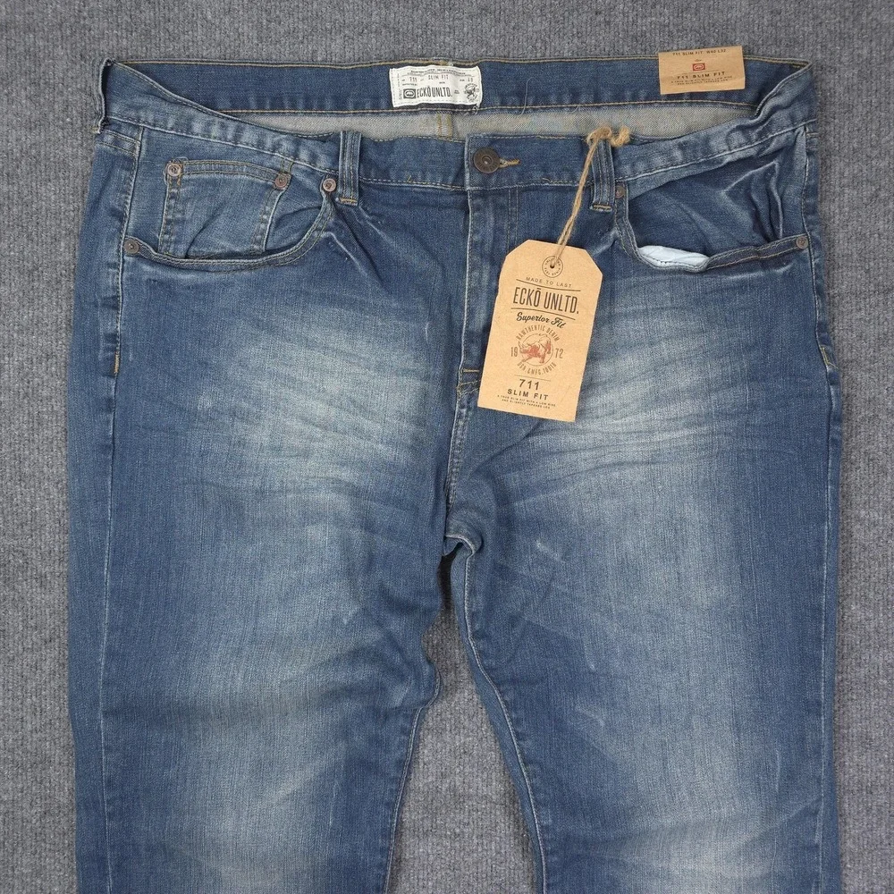 Ecko Unltd Jeans Mens 40x32 Blue 711 Slim Fit Tapered Stretch Denim Casual